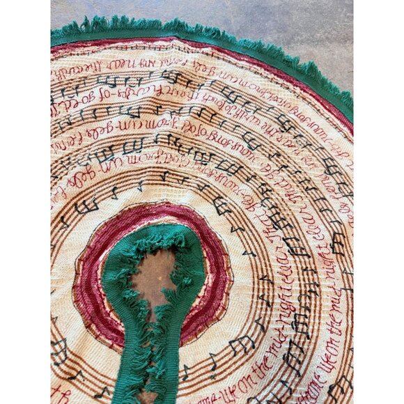 Fabric  Christmas Tree Skirt Hand Painted  It Came Upon A midnight Clear Vintage - Picture 10 of 13